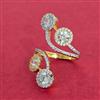 Cubic Zirconia Classic Ring With Mehndi 2 Tone Rhodium Plating