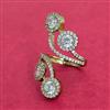 Cubic Zirconia Classic Ring With Mehndi 2 Tone Rhodium Plating