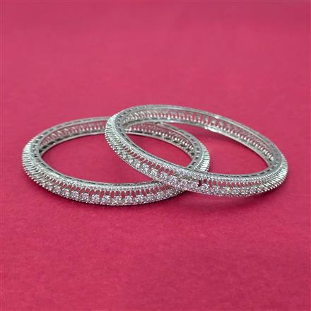 Cz Classic Bangles With Rhodium Plating