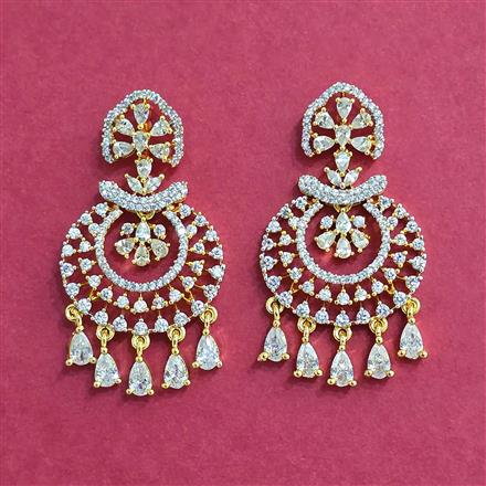 Cubic Zirconia Delicate Earring With 2 Tone Mehndi Rhodium Plating