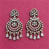 Cubic Zirconia Delicate Earring With 2 Tone Mehndi Rhodium Plating