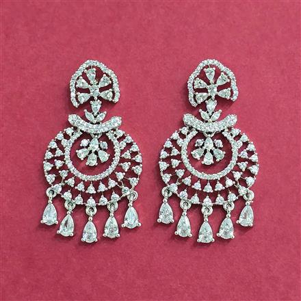 Cubic Zirconia Delicate Earring With 2 Tone Mehndi Rhodium Plating