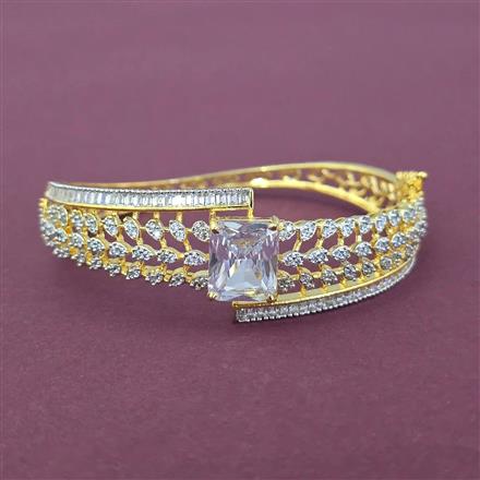 Cubic Zirconia Openable Kada With 2 Tone Plating