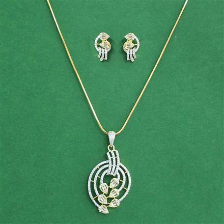 Cz Classic Pendant Set With 2 Tone Plating