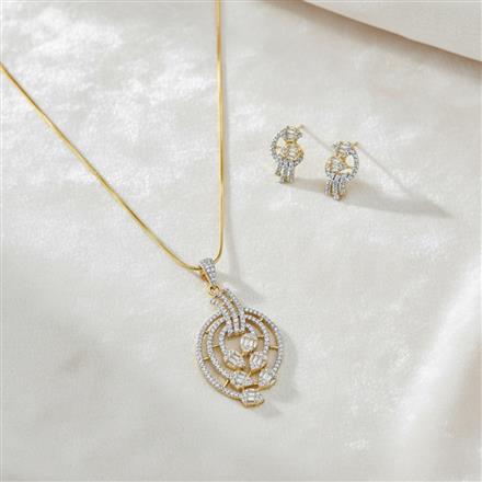 Cz Classic Pendant Set With 2 Tone Plating