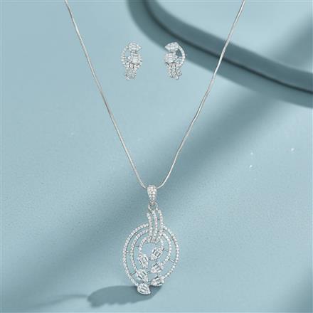 Cz Classic Pendant Set With Rhodium Plating