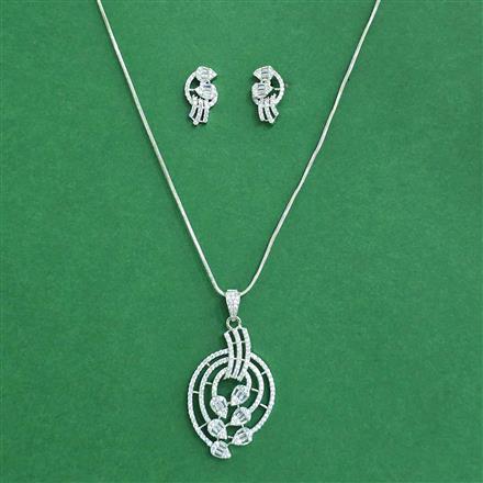 Cz Classic Pendant Set With Rhodium Plating