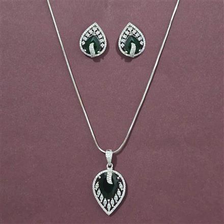 Cubic Zirconia Classic Pendant Set With Rhodium Plating