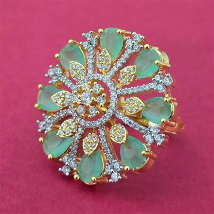 Cz Adjustable Ring With 2 Tone Plating