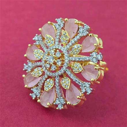 Cz Adjustable Ring With 2 Tone Plating