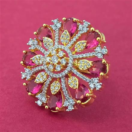 Cz Adjustable Ring With 2 Tone Plating