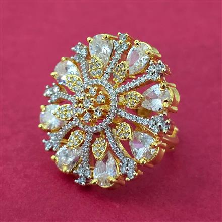Cz Adjustable Ring With 2 Tone Plating