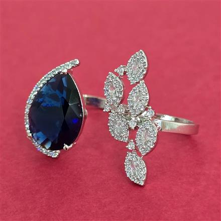 Cubic Zirconia Adjustable Ring With Rhodium Plating