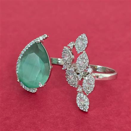 Cubic Zirconia Adjustable Ring With Rhodium Plating