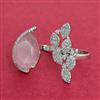 Cubic Zirconia Adjustable Ring With Rhodium Plating