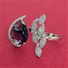 Cubic Zirconia Adjustable Ring With Rhodium Plating