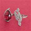 Cubic Zirconia Adjustable Ring With Rhodium Plating