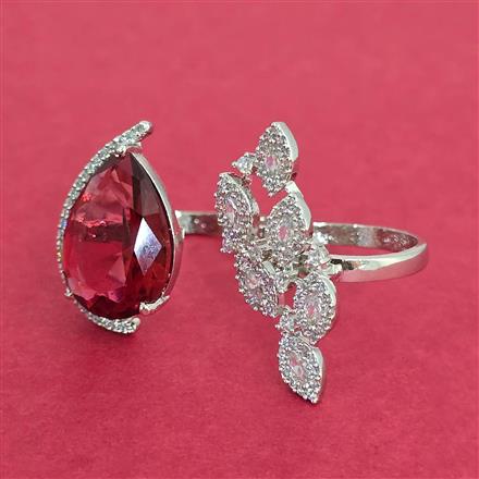 Cubic Zirconia Adjustable Ring With Rhodium Plating