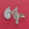Cubic Zirconia Adjustable Ring With Rhodium Plating