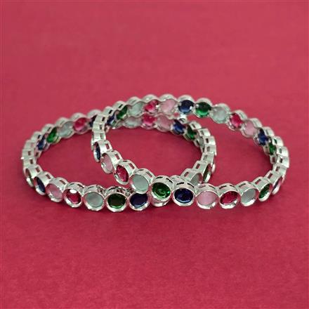 Cubic Zirconia Classic Bangles With Rhodium Plating