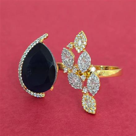 Cubic Zirconia Adjustable Ring With 2 Tone Plating