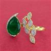 Cubic Zirconia Adjustable Ring With 2 Tone Plating