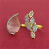 Cubic Zirconia Adjustable Ring With 2 Tone Plating