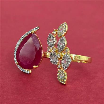 Cubic Zirconia Adjustable Ring With 2 Tone Plating