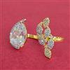Cubic Zirconia Adjustable Ring With 2 Tone Plating