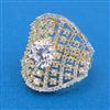 Cubic Zirconia Adjustable Ring With 2 Tone Rhodium Plating