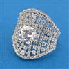 Cubic Zirconia Adjustable Ring With 2 Tone Rhodium Plating