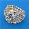 Cubic Zirconia Adjustable Ring With 2 Tone Rhodium Plating