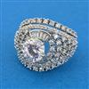Cubic Zirconia Adjustable Ring With 2 Tone Rhodium Plating
