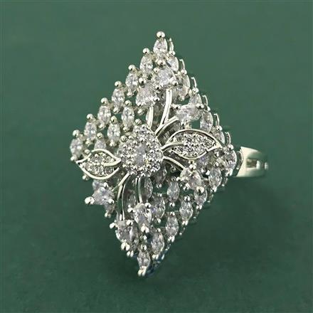 Cz Adjustable Ring With Rhodium Plating