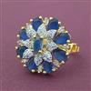 Cubic Zirconia Adjustable Ring With 2 Tone Plating