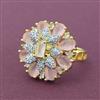 Cubic Zirconia Adjustable Ring With 2 Tone Plating