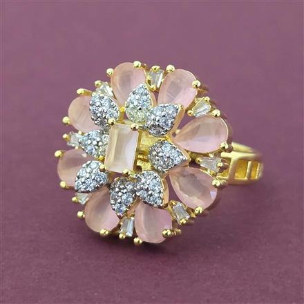 Cubic Zirconia Adjustable Ring With 2 Tone Plating