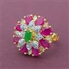 Cubic Zirconia Adjustable Ring With 2 Tone Plating
