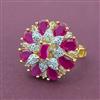 Cubic Zirconia Adjustable Ring With 2 Tone Plating