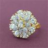 Cubic Zirconia Adjustable Ring With 2 Tone Plating