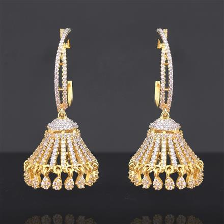 Cz Jhumki With 2 Tone Rhodium Plating