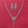 Cz Delicate Necklace Set With Rhodium Plating