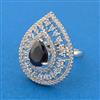 Cubic Zirconia Adjustable Ring With Rhodium Plating