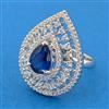 Cubic Zirconia Adjustable Ring With Rhodium Plating