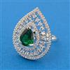Cubic Zirconia Adjustable Ring With Rhodium Plating