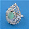 Cubic Zirconia Adjustable Ring With Rhodium Plating