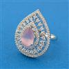 Cubic Zirconia Adjustable Ring With Rhodium Plating