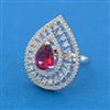 Cubic Zirconia Adjustable Ring With Rhodium Plating