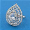Cubic Zirconia Adjustable Ring With Rhodium Plating