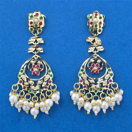 Cubic Zirconia Moti Earring With Gold Plating